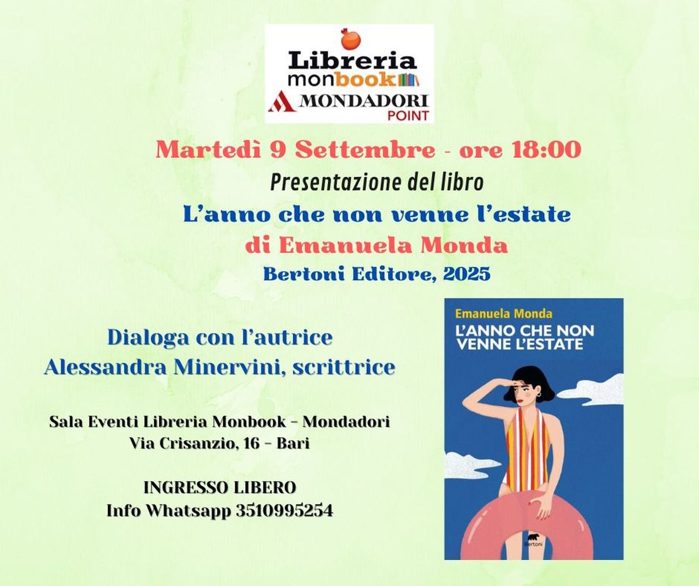 Emanuela Monda presenta il suo romanzo L'ANNO CHE NON VENNE L'ESTATE