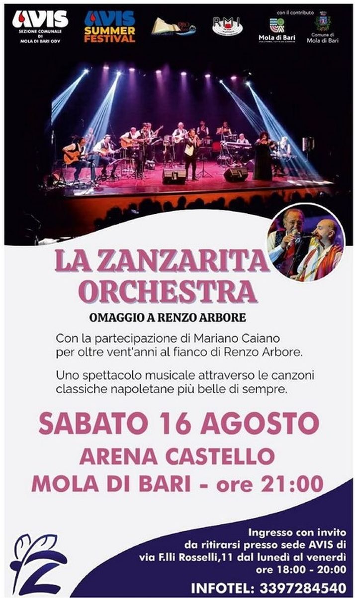 La Zanzarita Orchestra in concerto presso Arena Castello Mola di Bari